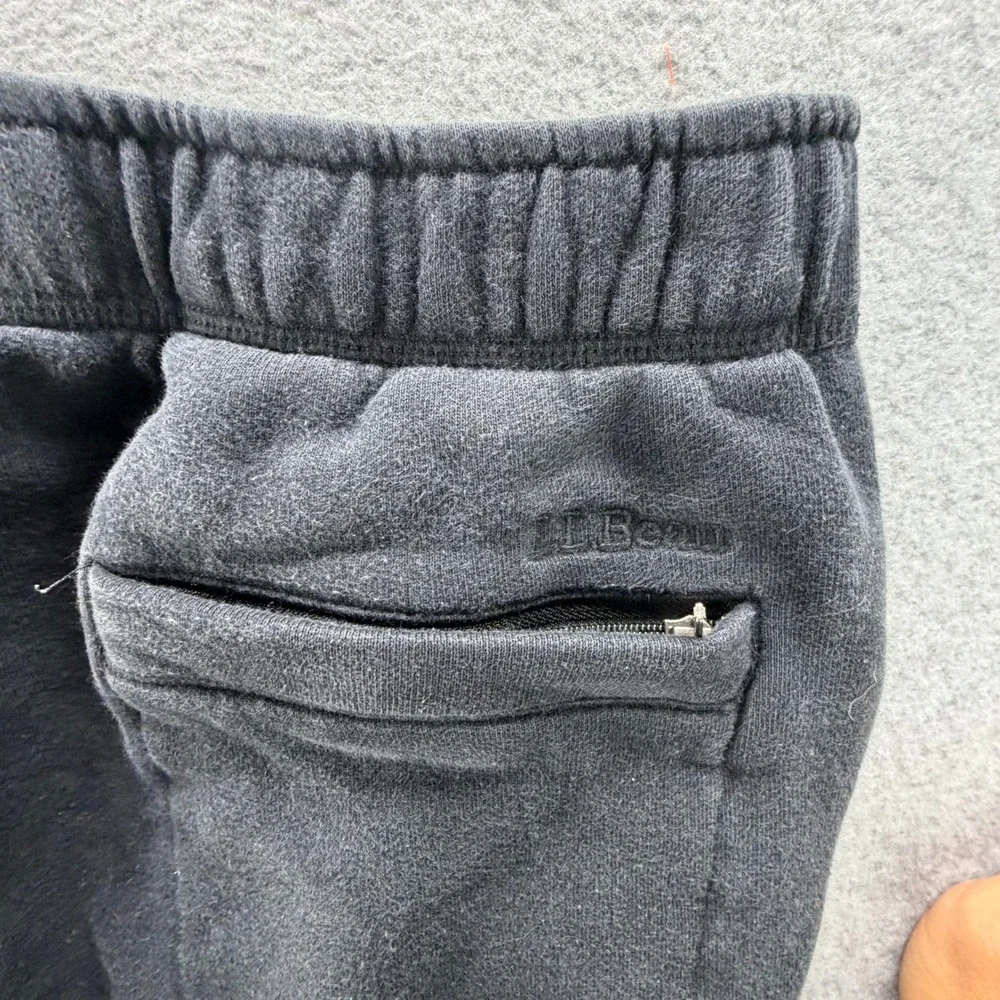 LL Bean Mens Black Cotton Fleece Jogger Sweatpants Size Large 28 Inseam 516165